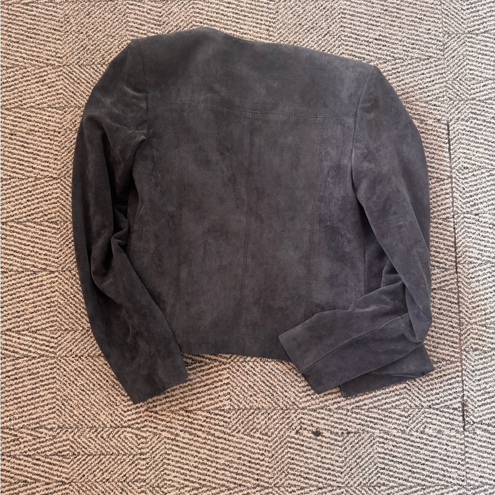 Calvin Klein Charcoal Grey Suede Blazer Size 2 - Picture 7 of 10